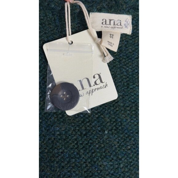 ANA New Approach Cardigan Women ST Green V-Neck Button Knit Long Sleeve Pockets - Picture 5 of 5